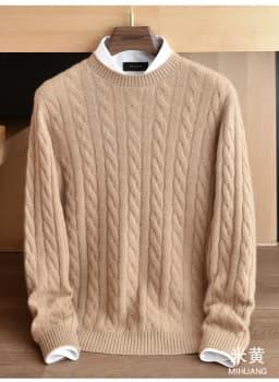 Men's 100% Pure Cashmere Round Neck Sweater High-End Brand Fashion Autumn Winter Warm Comfortable Knitwear for Casual Wear