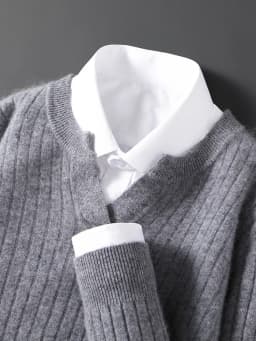 Men Leisure 100% Merino Wool Sweater Seagull Collar Vertical Stripe Pullover Autumn Winter Cashmere Knitwear Casual Soft Top