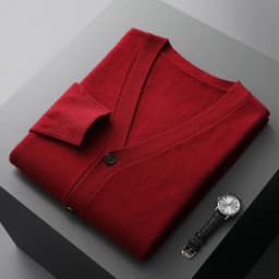 Men's Cardigan Spring Autumn Basic Style 100% Pure Merino Wool Knitted Sweater Large Loose V-neck Jacket Solid Color Casual Top