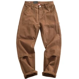 Heavy cotton high-end vintage overalls men's bead canvas grain patch fabric splicing logging motorcycle casual pants trend