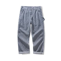 American Vintage Raw Denim Rail Worker Jeans - Americana Multi-Pocket Striped Work Pants / Outdoor Utility Trousers OKONKWO