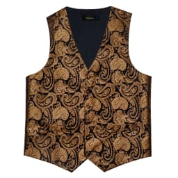 Luxury Brown Paisley Suit Vest Set for Men Neck Tie Pocket Square Cufflinks Wedding Party Tuxedo Male Blazer Waistcoat