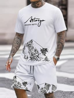4PCS Men's Sportswear Top and Bottom Set T-shirt and Shorts Set Casual Sportswear Summer Dress Fashion Dress Men's Gift