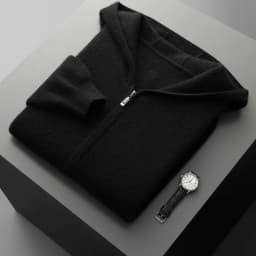 Autumn Winter New 100% Merino Wool Men's Zipper Hooded Coat Thick Sweater Warm Long Sleeved Knitted Cardigan men's coat