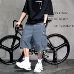 Japanese Korean Cargo Shorts For Men Summer Heavyweight Cotton 5-Inch Premium Distressed Streetwear Trendy Casual Pants Male