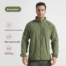 Football Cap Fleece Outdoor Cycling Hiking Fishing, Camping Sport, Stand-up Collar Fleece Jacket, Tactical Warm-weather Coat