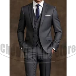 Chic Men Suit 3 Piece Notch Lapel Blazer Vest and Pants Formal Business Wedding Party Tuxedo Gentleman Smart Casual Outfit