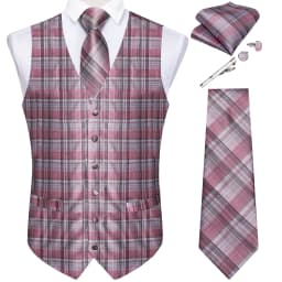 Pure White Wedding Vest for Man Sleeveless V-neck Satin Luxury Men Waistcoat Necktie Pocket Square Cufflinks Clip 5 PCS Set Gift