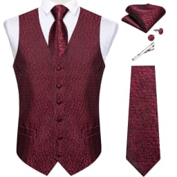 Pure White Wedding Vest for Man Sleeveless V-neck Satin Luxury Men Waistcoat Necktie Pocket Square Cufflinks Clip 5 PCS Set Gift