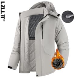 Winter Man Thicken Waterproof Outdoor Jacket Men Sport Windproof Detachable Hat Jackets Man Multi Pocket Work Safari Windbreaker