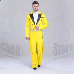 Elegant Black Solid Men Suits 2 Piece Fashion Satin Peak Lapel Standard Dance Tailcoat Party Prom Male Suits Slim (Jacket+Pants)