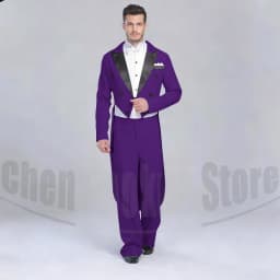 Elegant Black Solid Men Suits 2 Piece Fashion Satin Peak Lapel Standard Dance Tailcoat Party Prom Male Suits Slim (Jacket+Pants)