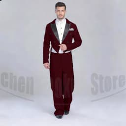 Elegant Black Solid Men Suits 2 Piece Fashion Satin Peak Lapel Standard Dance Tailcoat Party Prom Male Suits Slim (Jacket+Pants)