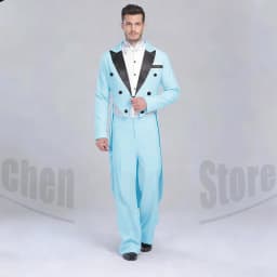 Elegant Black Solid Men Suits 2 Piece Fashion Satin Peak Lapel Standard Dance Tailcoat Party Prom Male Suits Slim (Jacket+Pants)