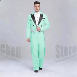 Elegant Black Solid Men Suits 2 Piece Fashion Satin Peak Lapel Standard Dance Tailcoat Party Prom Male Suits Slim (Jacket+Pants)