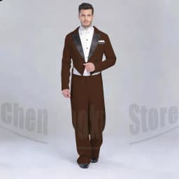 Elegant Black Solid Men Suits 2 Piece Fashion Satin Peak Lapel Standard Dance Tailcoat Party Prom Male Suits Slim (Jacket+Pants)