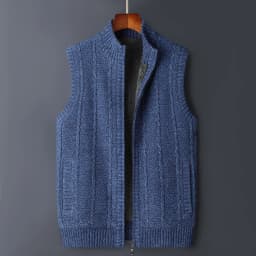 Winter Vest Men Sweater Zipper Warm Thick Male Cardigan Clothing Fleece Wool Liner Sleeveless Jackets Vintage Black Red