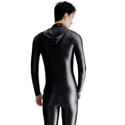 AMORESY Hyperion Multi Functional Hooded High Neck Sunscreen Tops Tights Tees Glossy Breathable Long Sleeve Running T-shirts