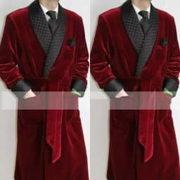 Long Velvet Smoking Jacket Shawl Lapel Wedding Groom Coat Terno Men Suit Blazer with Belt 1 Pc 2024