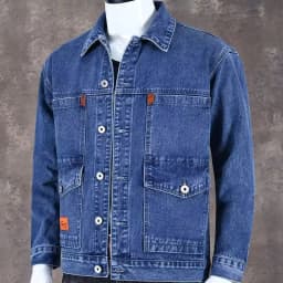 Washed Denim Moto Bike Jeans Jacket Long Sleeve Pockets For Men Blue Black