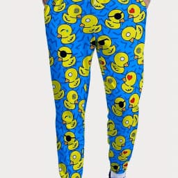 Men's 2025 Sweatpants,Yellow duck Graphic Polyester Joggers, Slim Fit Casual Lounge Pants with Pockets, Spring Autumn Streetwear