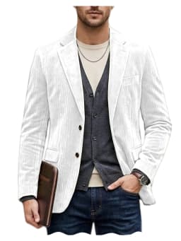 Men's Corduroy Blazer Jacket Casual Double-Sided Snow Cotton Slim Fit Notched Lapel Sport Coat for Business Daily Wear