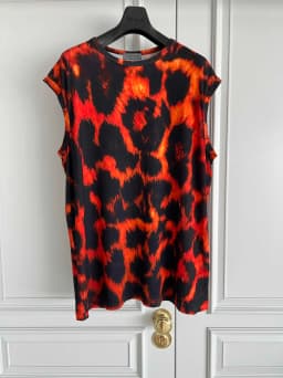 TOP-YAMAMOTO original design leopard print linen sky silk screen red vest undershirt