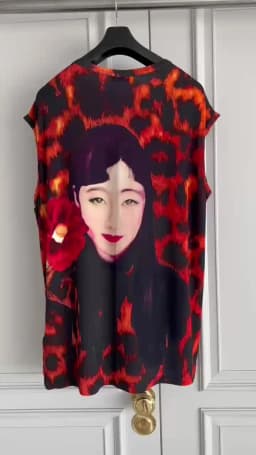 TOP-YAMAMOTO original design leopard print linen sky silk screen red vest undershirt