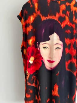 TOP-YAMAMOTO original design leopard print linen sky silk screen red vest undershirt