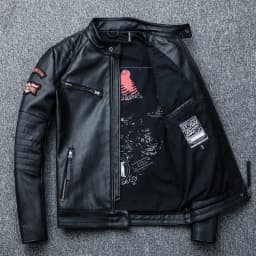 2025 New Black Embroidery Skull Motorcycle Leather Jackets Natural Cowhide Moto Jacket Biker Leather Coat Slim Clothing