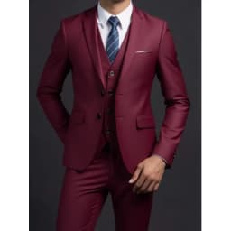 Suit (Blazer+ Vest + Trousers) Men's Fashionable Gentleman Business British Style Solid-color Banquet Host Casual Wedding Suit