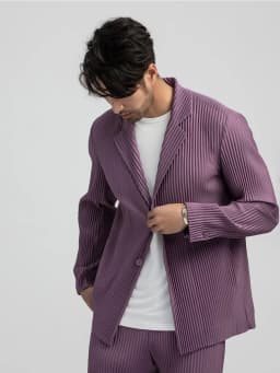 Miyake Pleated Blazer Black Suits For Men High Quality Casual Japanese Style Blazers Stretch Fabric Slim Fit Coat