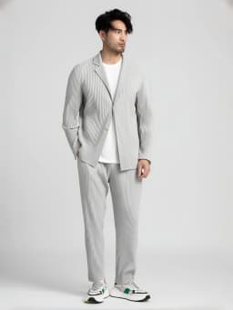 Miyake Pleated Blazer Black Suits For Men High Quality Casual Japanese Style Blazers Stretch Fabric Slim Fit Coat
