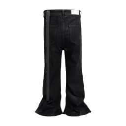 Vintage Batik Coating Black Slim Fit Flare Jeans Elasticity Stretch Ribbon Y2k Streetwear Casual Skinny Bell Bottom Jeans