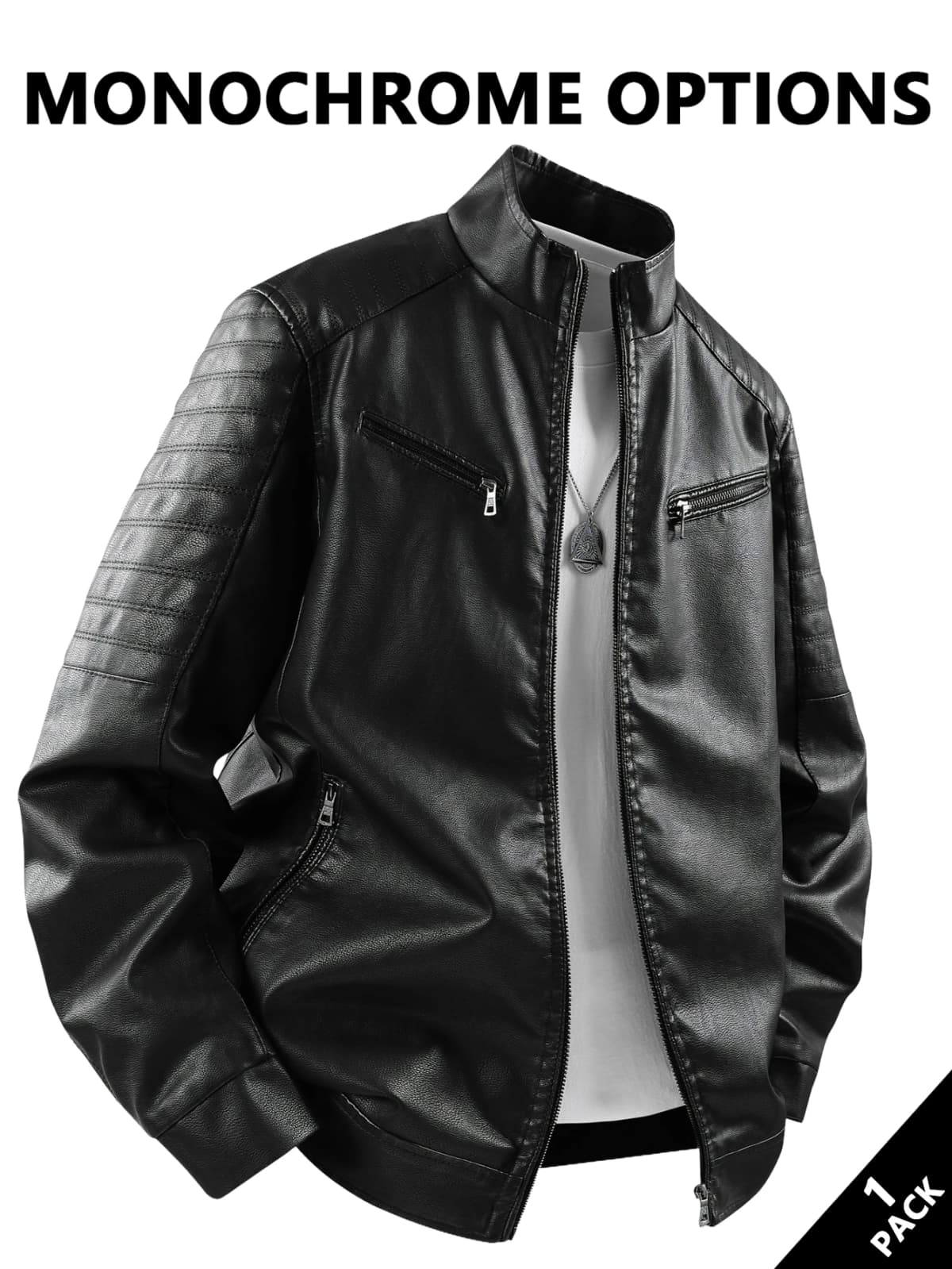 Men's Small Stand-Up Collar Leather Jacket, Wind-Resistant and Cold-Proof, with a Crisp Texture, Suitable for Light Business in the Workplace, Daily Shopping, Weekend Outings, Autumn and Winter Styles, Outdoor Walks, and Short Trips