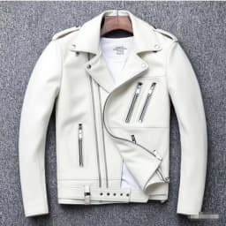 Winter and Autumn Men's Oversized Button-down PU Leather Coat with Multiple Zippers Polo Jacket, with Many Zippers Mens Jacket