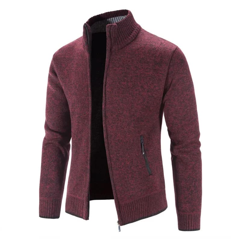 Men's Cardigan Sweater Jackets Winter Thicken Warm Stand Collar Knitted Zipper Casual Cardigan Men Daily Solid Color Sweatercoat