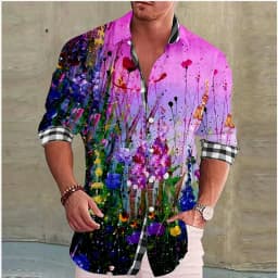 Valentine's Day Pattern Rose Novelty Casual Men's Shirt Holiday Casual Daily Shirt Lapel Long Sleeve Red S-5XL Fast Shipping