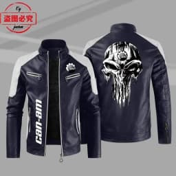 CAN-AM motorcycle LOGO retro washed pu leather jacket windproof autumn and winter men's cycling spring and autumn leather jacket