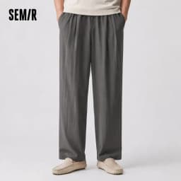 Semir Men Pants Casual Micro Wrinkle A Line Loose Drape Comfort Tall Slim Fit Wide Leg 2026 Summer Fashion Top