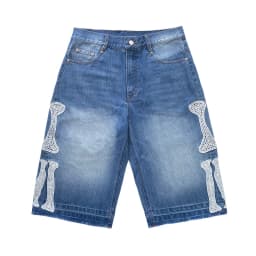 Kapital Vintage Kazuhiro Hirata Japanese Vintage Pinted Bone Loose Straight Denim Shorts for Men