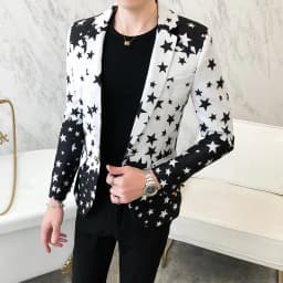 Star Print Slim Fit Blazers 2026 New Men's Club Dress Groom Tuxedo Men's Formal Wedding Prom Suit Jacket Brand Costume Homme