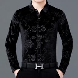 Creative Golden Yellow Dragon Shirts For Men Long Sleeved Casual Autumn High Quality Smooth Comfortable Velour Camisas De Hombre