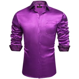 Luxury Elegant Dress Shirts for Men Stretch Satin Long Sleeve Casual Social Shirt Designer Contrasting Paisley Clothing