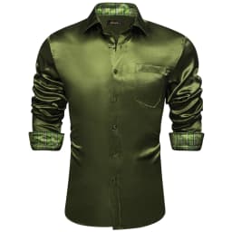 Luxury Elegant Dress Shirts for Men Stretch Satin Long Sleeve Casual Social Shirt Designer Contrasting Paisley Clothing