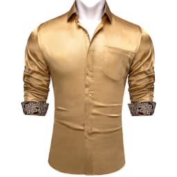 Luxury Elegant Dress Shirts for Men Stretch Satin Long Sleeve Casual Social Shirt Designer Contrasting Paisley Clothing