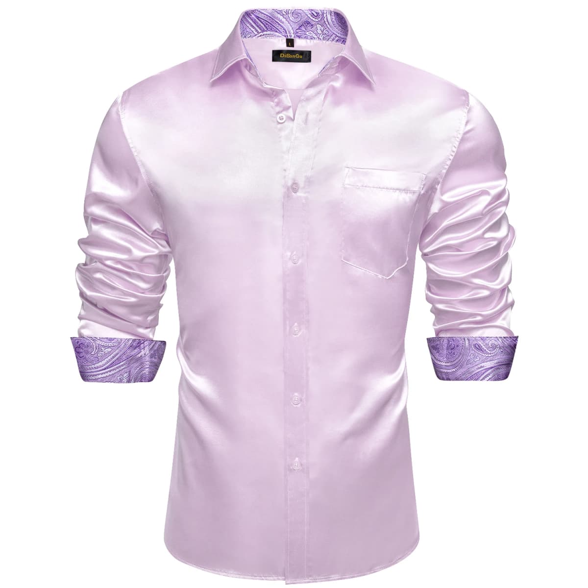 Luxury Elegant Dress Shirts for Men Stretch Satin Long Sleeve Casual Social Shirt Designer Contrasting Paisley Clothing