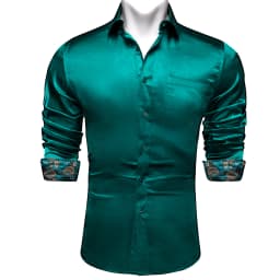 Luxury Elegant Dress Shirts for Men Stretch Satin Long Sleeve Casual Social Shirt Designer Contrasting Paisley Clothing