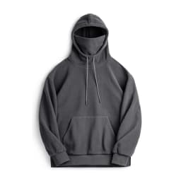 Maden Casual Polar Fleece Hooded Sweatshirt Solid Color Windproof Pullover with Face Mask Warm Tops for Men's Fall and Winter