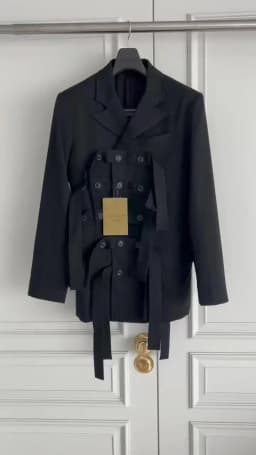 TOP-YAMAMOTO original design lace-up capsule wool multi-button fabric striped double-breasted suit jacket